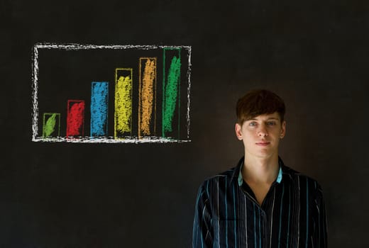 Confident business man or teacher against a blackboard background