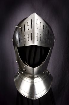 Armour of the medieval knight. Metal protection of the soldier against the weapon of the opponent