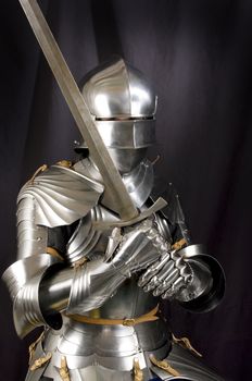 Armour of the medieval knight. Metal protection of the soldier against the weapon of the opponent