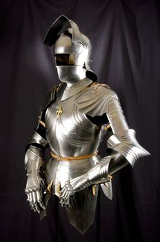 Armour of the medieval knight. Metal protection of the soldier against the weapon of the opponent