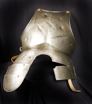 Armour of the medieval knight. Metal protection of the soldier against the weapon of the opponent