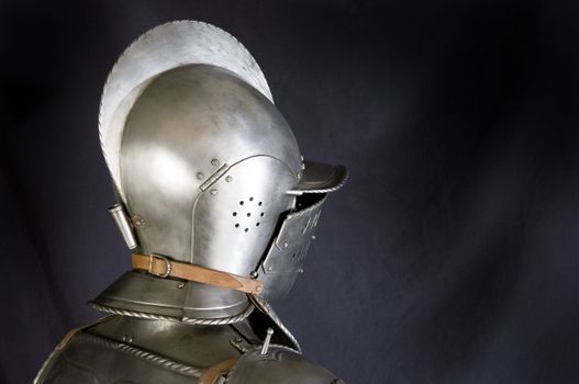 Armour of the medieval knight. Metal protection of the soldier against the weapon of the opponent