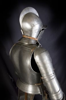 Armour of the medieval knight. Metal protection of the soldier against the weapon of the opponent