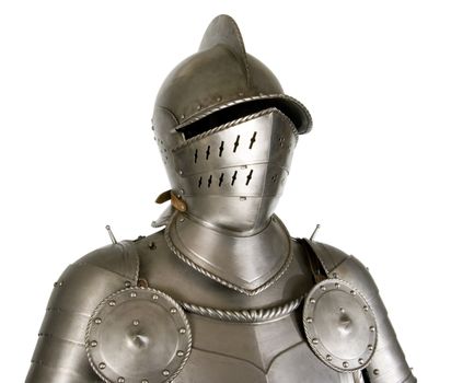 Armour of the medieval knight. Metal protection of the soldier against the weapon of the opponent