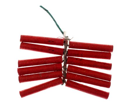 Red firecrackers isolated against background