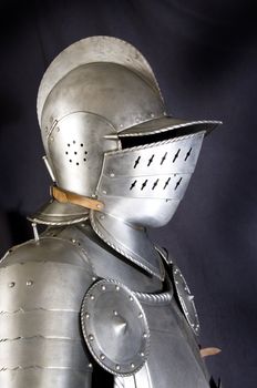 Armour of the medieval knight. Metal protection of the soldier against the weapon of the opponent