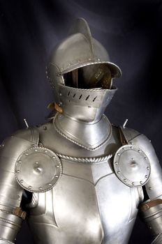 Armour of the medieval knight. Metal protection of the soldier against the weapon of the opponent