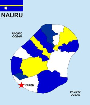 very big size nauru political map with flag