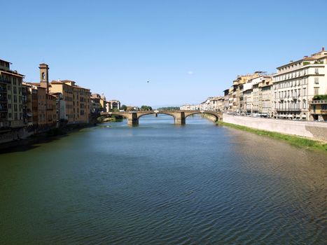 Florence - the Arno river seen from Ponte Vecchio 
