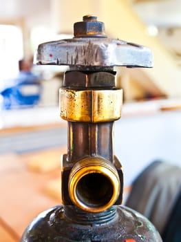 Closeup of Oxygen tank valve for industry