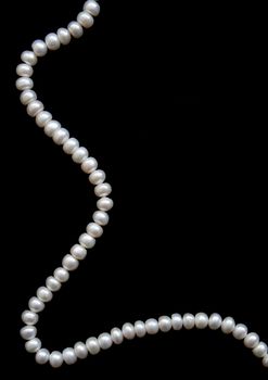 White pearls on a black velvet background 