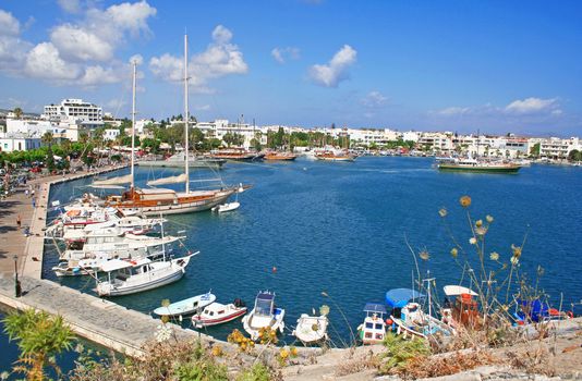 Greece. Dodecanesse. Island Kos. Kos town. Harbor with yachts 