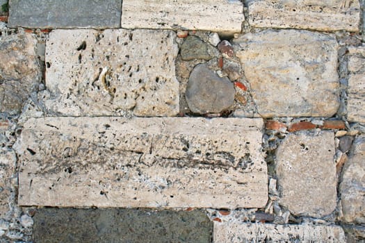 Greece. Kos. Part of castle's wall . Abstract old stone wall can use as background 