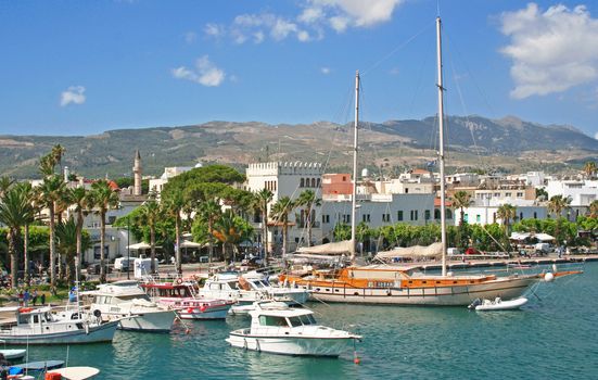 Greece. Dodecanesse. Island Kos. Kos town. Harbor with yachts 