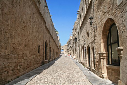 Greece. Rhodos island. Old Rhodos town. Street of the Knights (Now Embassy street) 
