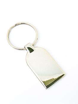 A metalic trinket keychain isolated on white background