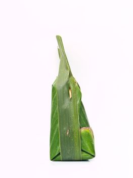 Thai dessert packages made from banana leaves