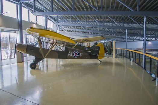 piper l-18c super cub, two-seat single-engine monoplane, military used as artillery observation post/trainer, the pictures are shot in march 2013 by norwegian armed forces aircraft collection which is a military aviation museum located at gardermoen, north of oslo, norway.