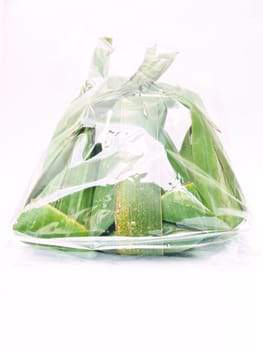 Thai dessert packages made from banana leaves