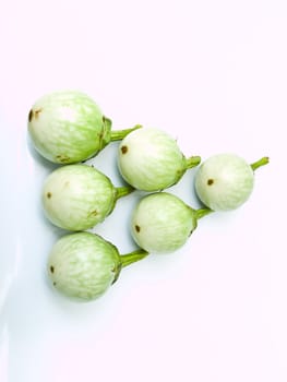 fresh green eggplants, CHIONATHUS PARKINONII , isolated on white background.