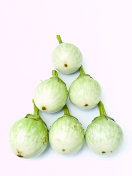 fresh green eggplants, CHIONATHUS PARKINONII , isolated on white background.