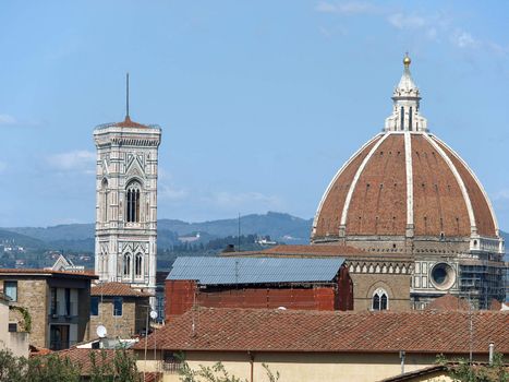 Florence - the Dignified Duomo dome and Campanila above roofs of the city
