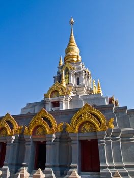 Thai contemporary pagoda, Srinakarinthara Mahasandhikiri Pagoda on Mae Salong hill, Chiang rai, Thailand
any kind of art decorated in Buddhist church, temple etc.They are public domain or treasure of Buddhism, no restrict in copy of use.