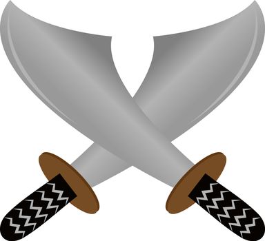 Illustration of two pirate sword on white background