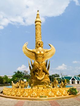 Golden wax sculpture at Tung Sri Muang park in Ubon Ratchathani province, Thailand