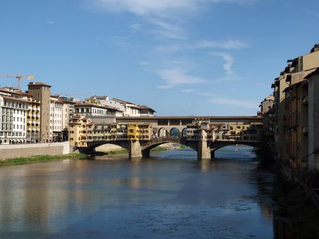 The Ponte Vecchio /Old Bridge/ is a Medieval bridge over the Arno River, in Florence, Italy