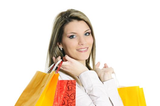 young beautiful woman with shopping bags