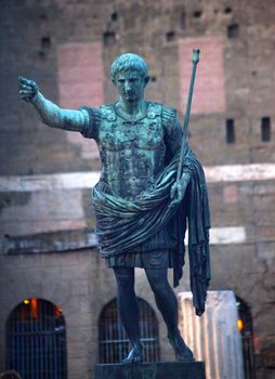 Caesar Octavian Augustus Statue in front of Ancient Trajan's Market Across the Street from the Forum Rome Italy