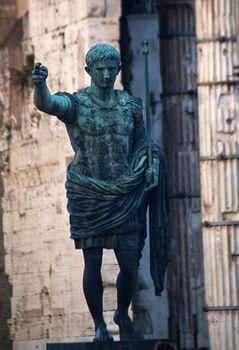 Caesar Octavian Augustus Statue in front of Ancient Trajan's Market Across the Street from the Forum Rome Italy