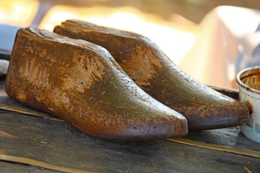 Shoemakers wooden mold for shoes, wooden form