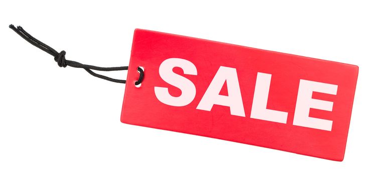 Red Sale Tag Isolated on White Background