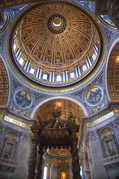 Vatican Inside Ceiling Michaelangelo's Dome and Bernini's Baldacchino