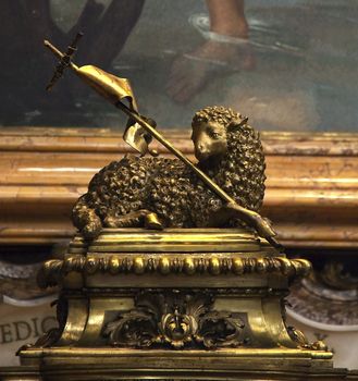 Vatican Inside Bronze Lamb Statue Sculpture for Baptism Saint Peter's Basilica Rome Italy