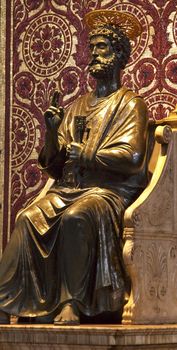 Ancient Bronze Statue Sculpture Saint Peter Vatican Rome Italy