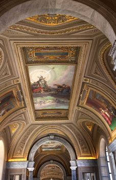 Vatican Museum Inside Ornate Painted Ceiling Rome Italy