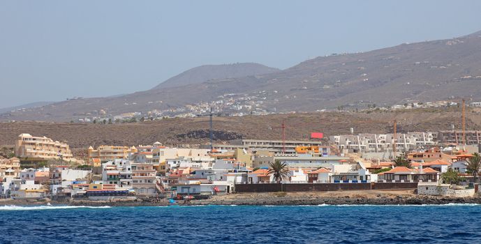 Panoramic view of Tenerife island from atlantic ocean.