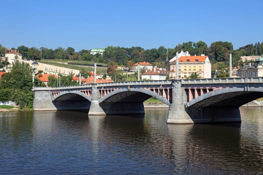 An old bridge in central Prague, Czech.