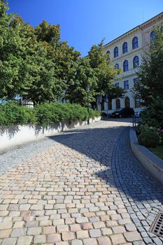 Cobbled walk way in Prague, Czech.