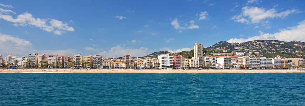 Panoramic view of Lloret de Mar city, Costa Brava, Spain.