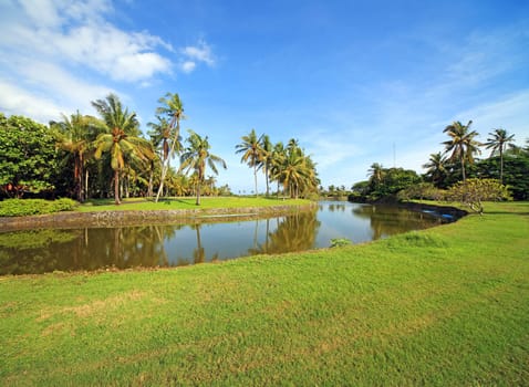 Beautiful tropical park at Bali, Indonesia.