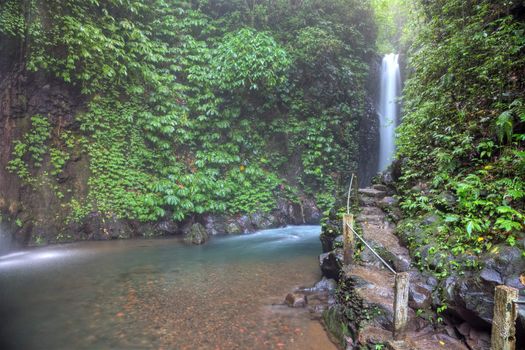 Git-Git tropical waterfall, Bali, Indonesia. HDR photography.