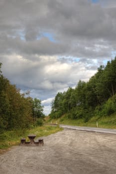 Highway rest place in norwegian mountains.