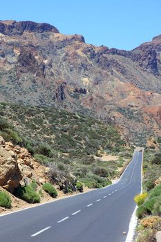Road through national park el Teide, Tenerife, Spain.