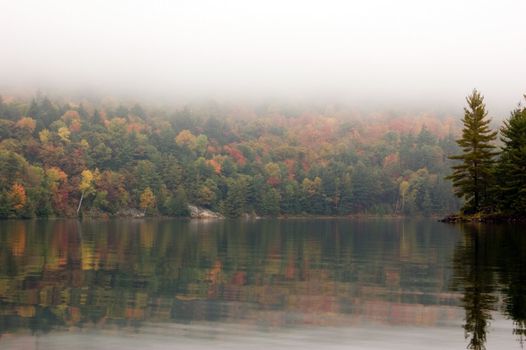 Shore of George Lake in overcast day. Killarney Prov. Park