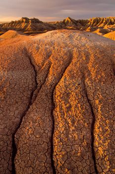 The Banded Buttes at sunrise, Badlands National Park, South Dakota, USA