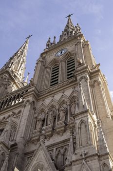 Neo-gothic Lujan Basilica in Lujan, Buenos Aires, Argentina.